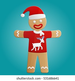 Gingerbread man with red hat 