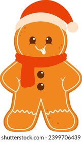 Gingerbread Man With Red Scarf Illustration