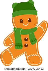 Gingerbread Man With Scarf Illustration
