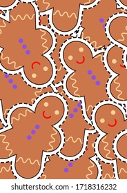 gingerbread man seamless pattern. Pattern with Christmas gingerbread man

