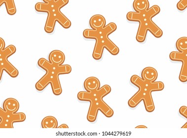 gingerbread man seamless pattern. isolated on white background