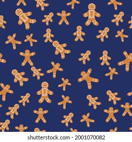 Gingerbread man Seamless pattern for new year day, Christmas, winter holiday, cooking, new year eve