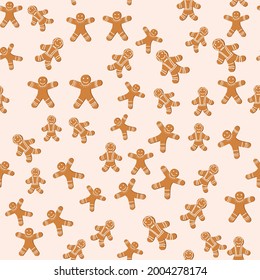 Gingerbread man Seamless pattern for new year day, Christmas, winter holiday, cooking, new year eve