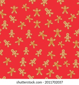 Gingerbread man Seamless pattern for new year day, Christmas, winter holiday, cooking, new year eve