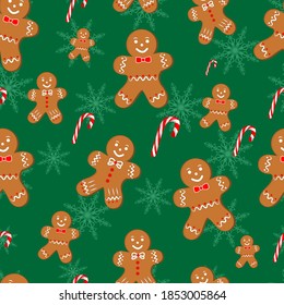 Gingerbread Man Seamless Pattern In Vector