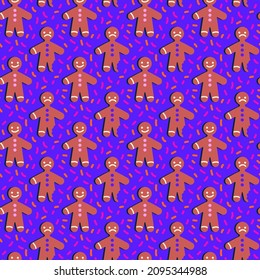  Gingerbread Man seamless pattern for wallpaper, web sites, tile, wrapping paper, for fashion prints, fabric design and banner background.