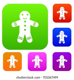 Gingerbread man set icon in different colors isolated vector illustration. Premium collection