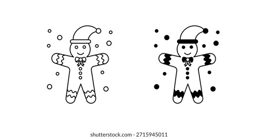 Lebkuchen-Mann-Set-Symbol mit weißem Hintergrund, Vektorgrafik