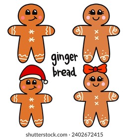 gingerbread man set vector for christmas