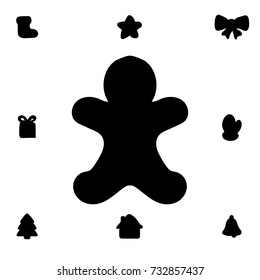 Gingerbread Man Silhouette Christmas Holiday. Vector Illustration.