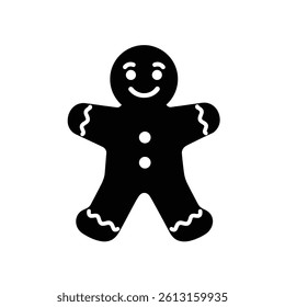 Gingerbread Man Silhouette Icon Christmas Holiday Season Festive Vector Illustration