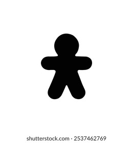 Gingerbread man silhouette on white background. Silhouette of a gingerbread man.