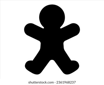 Gingerbread man silhouette vector art white background