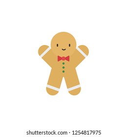 Gingerbread man. Simple hand drawn color element illustration. Gingerbread man outline symbol design from Christmas set