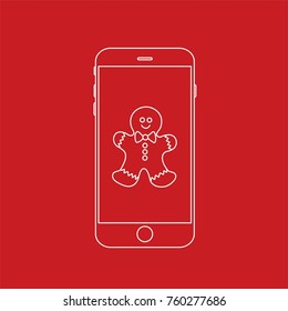 Gingerbread man in a smartphone, vector illustration design. Christmas collection.