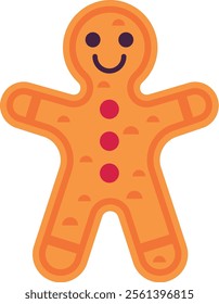 Gingerbread man smiling with open arms, joyfully celebrating Christmas, embodying the festive holiday spirit and representing a beloved traditional dessert during winter festivities