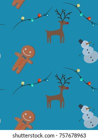 gingerbread man, snowman, deer pattern