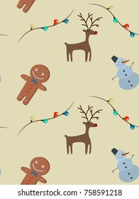 gingerbread man, snowman, deer pattern