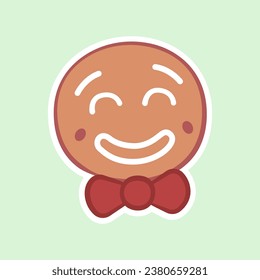 gingerbread man sticker. flat art icon