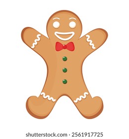 Gingerbread man sweet cookie isolated on white background. Christmas elements. Vector illustration eps.