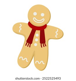 Gingerbread man symbol of new year in flat style. Cute simple illustration new year sweetness