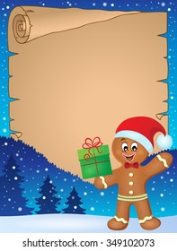 Gingerbread man theme parchment 1 - eps10 vector illustration.