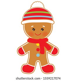 Gingerbread man vector cartoon illustration