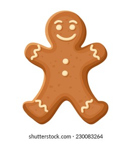 Gingerbread man. Vector Christmas cookie.