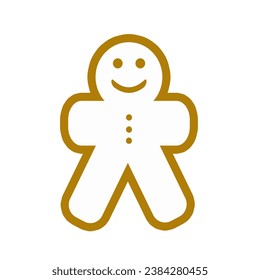 Gingerbread man vector icon isolated on white background. Christmas icon.