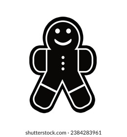 Gingerbread man vector icon isolated on white background. Christmas icon.