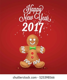 Gingerbread man, vector icon for new year s day, christmas, winter holiday, cooking, new year s eve, food, silvester, etc