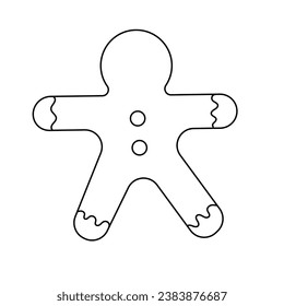 Gingerbread Man. Vector illustration in doodle style. Isolated on white background