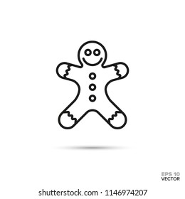 gingerbread man vector line icon. Sweet food symbol.