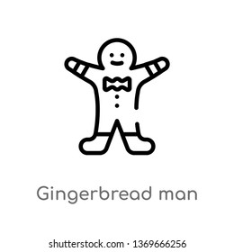 gingerbread man vector line icon. Simple element illustration. gingerbread man outline icon from winter concept. Can be used for web and mobile