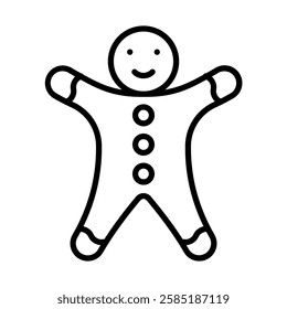 Gingerbread Man Vector Line Icon Design