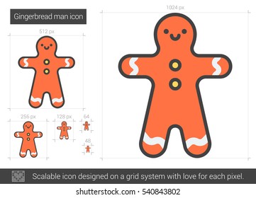 Gingerbread man vector line icon isolated on white background. Gingerbread man line icon for infographic, website or app. Scalable icon designed on a grid system.