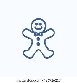 Gingerbread man vector sketch icon isolated on background. Hand drawn Gingerbread man icon. Gingerbread man sketch icon for infographic, website or app.