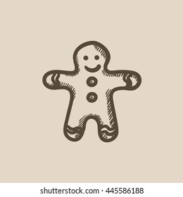 Gingerbread man vector sketch icon isolated on background. Hand drawn Gingerbread man icon. Gingerbread man sketch icon for infographic, website or app.