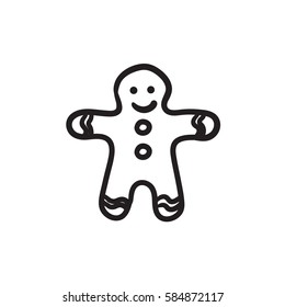 Gingerbread man vector sketch icon isolated on background. Hand drawn Gingerbread man icon. Gingerbread man sketch icon for infographic, website or app.