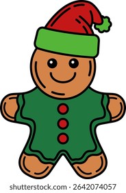 gingerbread man wearing an elf costumes