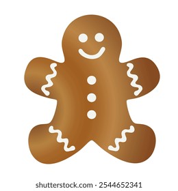 Gingerbread man whole icon. Christmas winter cookies composition. Brown and white colors design. Holiday winter symbols flat design. Vector illustration