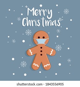 Gingerbread man wishes merry Christmas and healthy new year