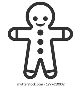 Gingerbread man wishes merry Christmas and healthy new year. Vector on a white background