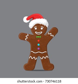 Gingerbread man in xmas hat