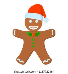 Gingerbread Man XMas Isolated icon. Cartoon style. Vector Illustration for Christmas day