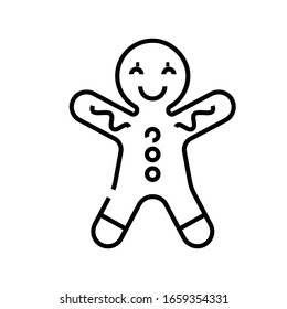Gingerbread manikin line icon, concept sign, outline vector illustration, linear symbol.