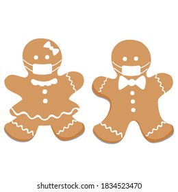 Gingerbread with mask, celebration christmas  vector illustration 