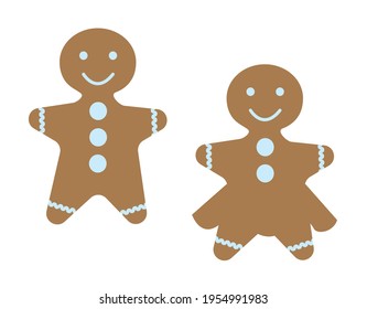 Gingerbread men: boy and girl. Vector stock illustration isolated on white background.