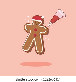 Gingerbread men. Christmas and New Year holiday elements.Vector illustration in a cartoon style, isolated on background.Christmas winter holiday design element for posters,cards, banners in flat style