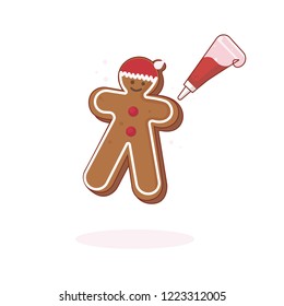 Gingerbread men. Christmas and New Year holiday elements.Vector illustration in a cartoon style, isolated on background.Christmas winter holiday design element for posters,cards, banners in flat style